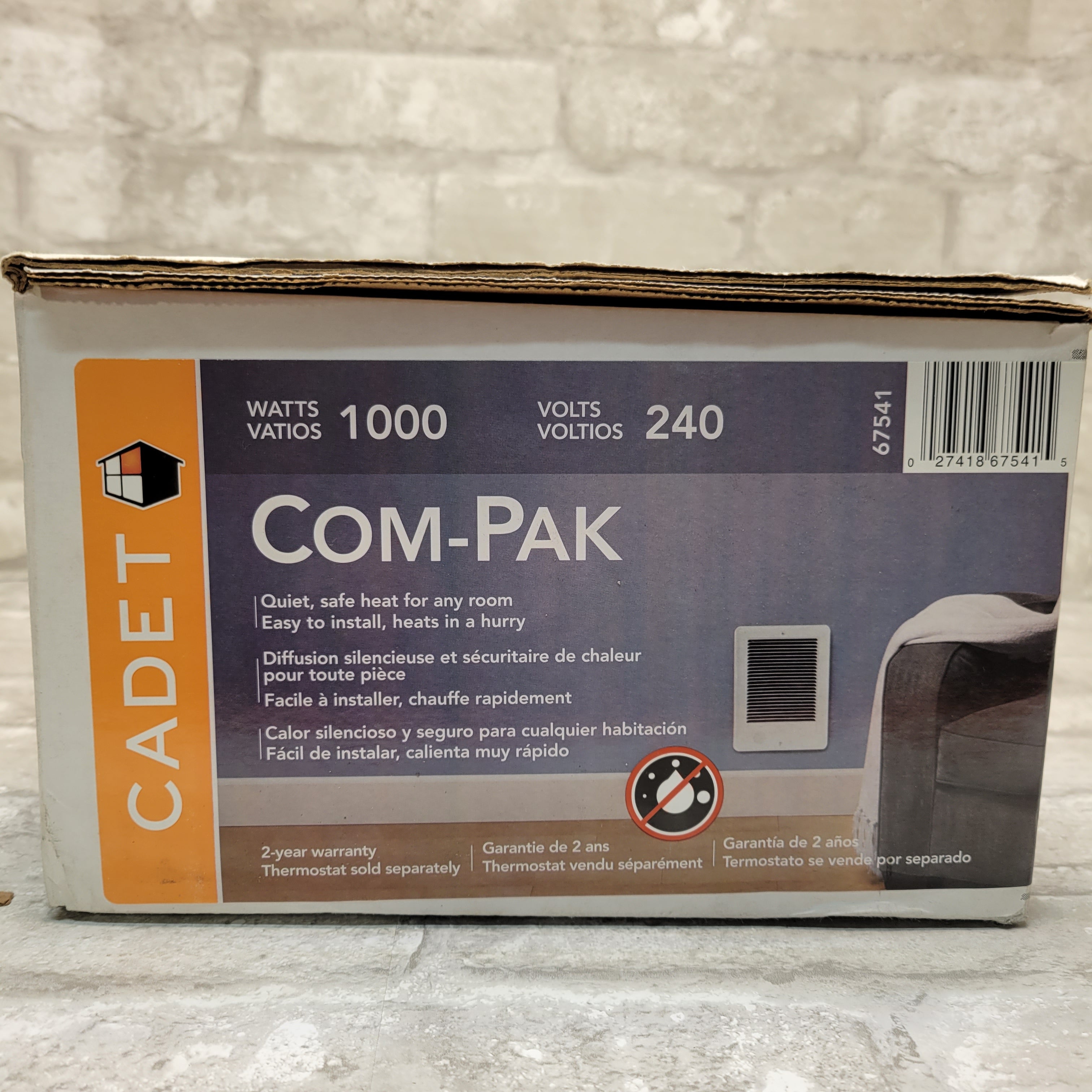 Cadet 240-volt 1,000W Com-Pak In-wall Fan-forced Electric Heater, White CSC102W (7944838807790)